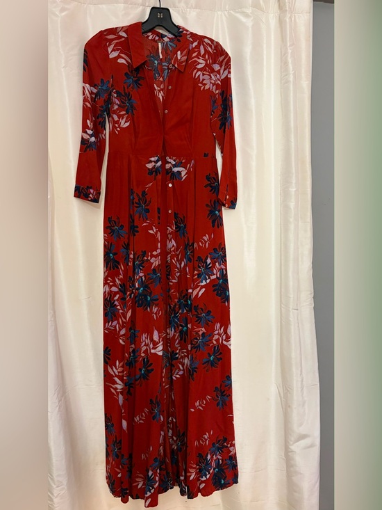 Free People Dresses & Skirts - Free people Red Floral Print Button-Down Maxi Dress